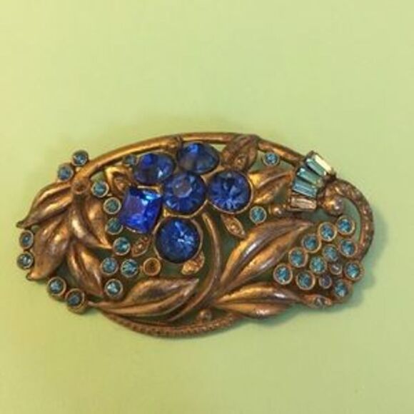 Vintage blue and bronze pin - Picture 1 of 3
